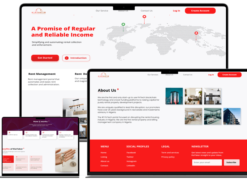 Kiataker Website for Real estate management platform