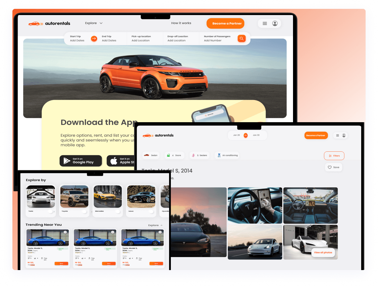 AutoRentals for Web app to get you a car for everywhere you go