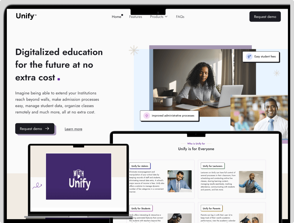 Unify for Web app for digital learning